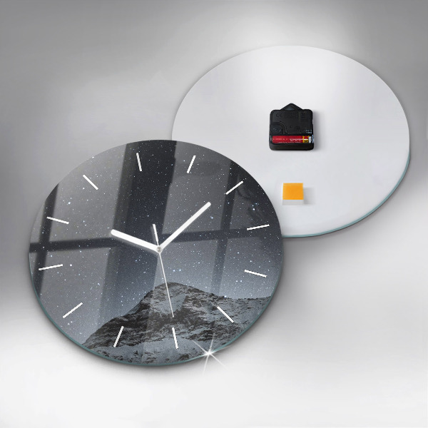 Horloge ronde Montagne sous les étoiles