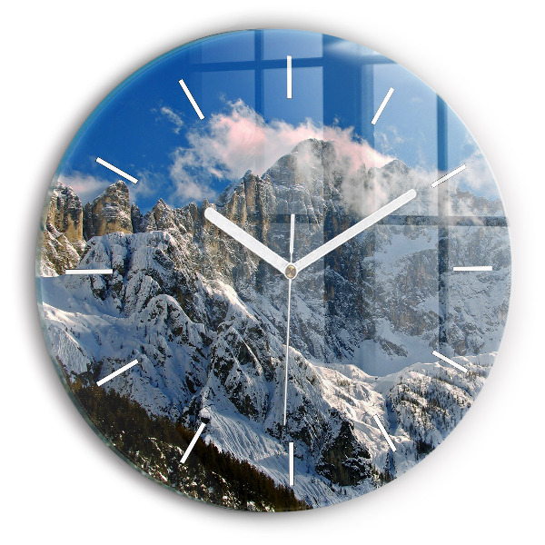 Horloge ronde Montagnes sous le ciel bleu