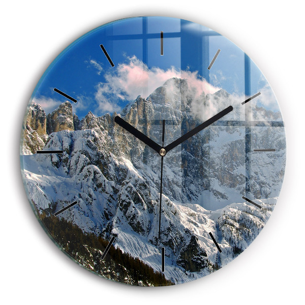 Horloge ronde Montagnes sous le ciel bleu