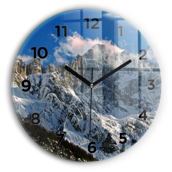 Horloge ronde Montagnes sous le ciel bleu