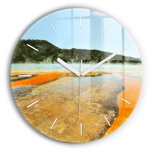 Horloge ronde Lac avec montagnes