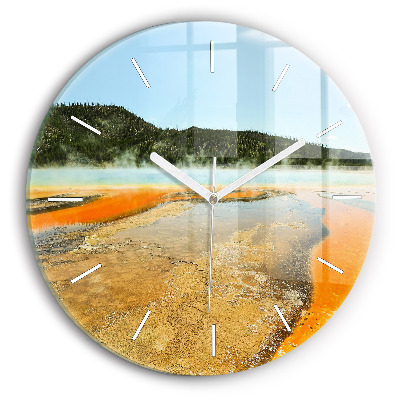 Horloge ronde Lac avec montagnes