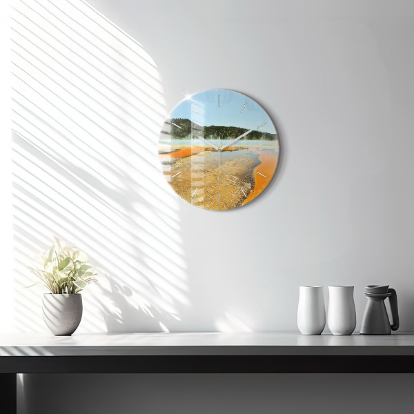 Horloge ronde Lac avec montagnes