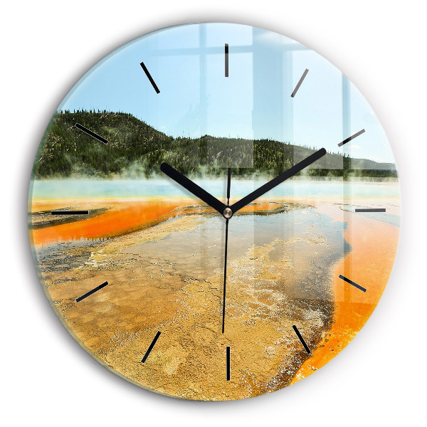 Horloge ronde Lac avec montagnes