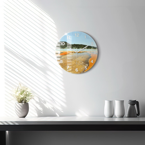 Horloge ronde Lac avec montagnes