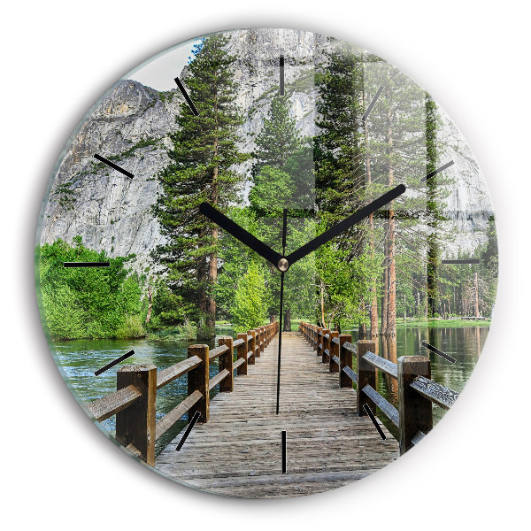Horloge ronde Pont en bois de Yosemite