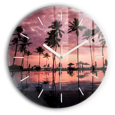 Horloge ronde Palmiers à Hawaï