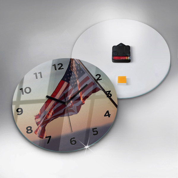 Horloge ronde Drapeau des États-Unis flottant