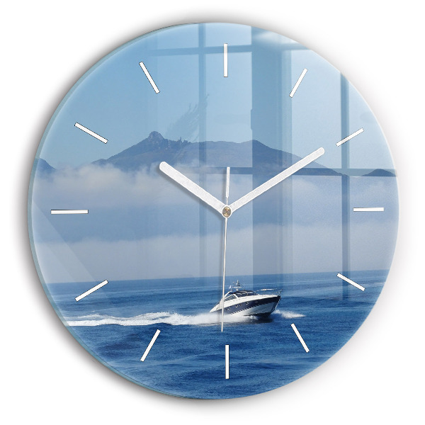 Horloge ronde 'Un bateau flottant sur l''océan'