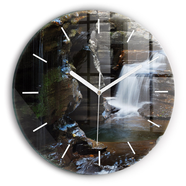 Horloge ronde 'Cascade et rochers d''Islande'