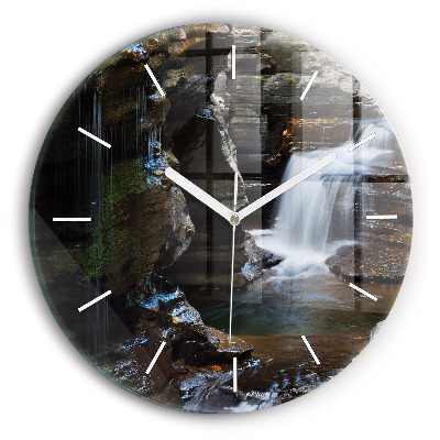 Horloge ronde 'Cascade et rochers d''Islande'