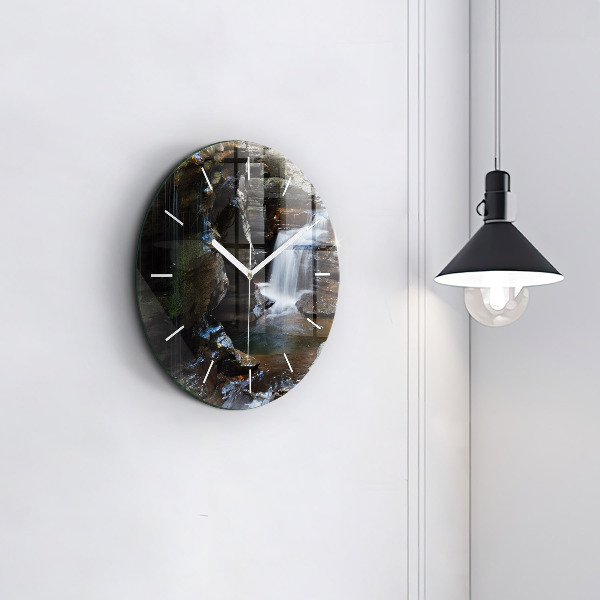 Horloge ronde 'Cascade et rochers d''Islande'