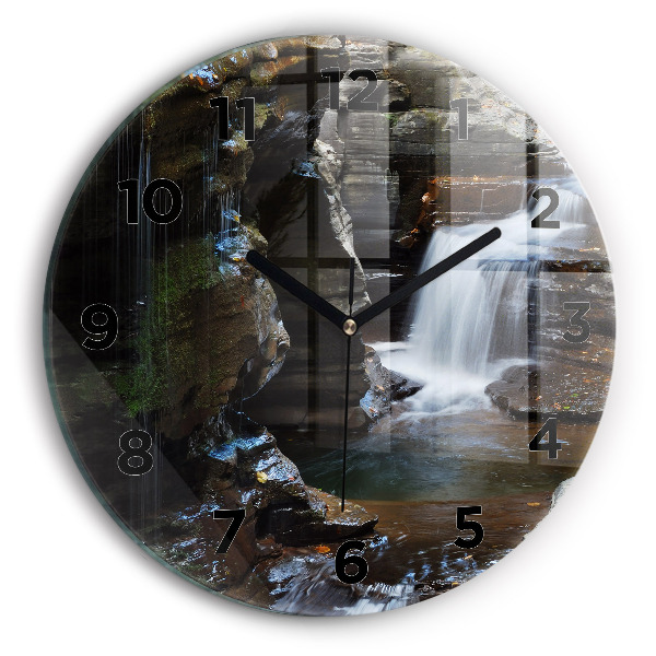 Horloge ronde 'Cascade et rochers d''Islande'