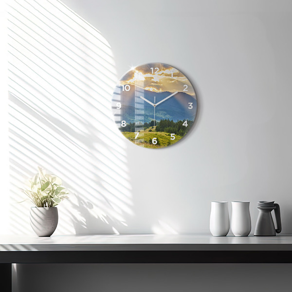 Horloge ronde Paysage avec forêts