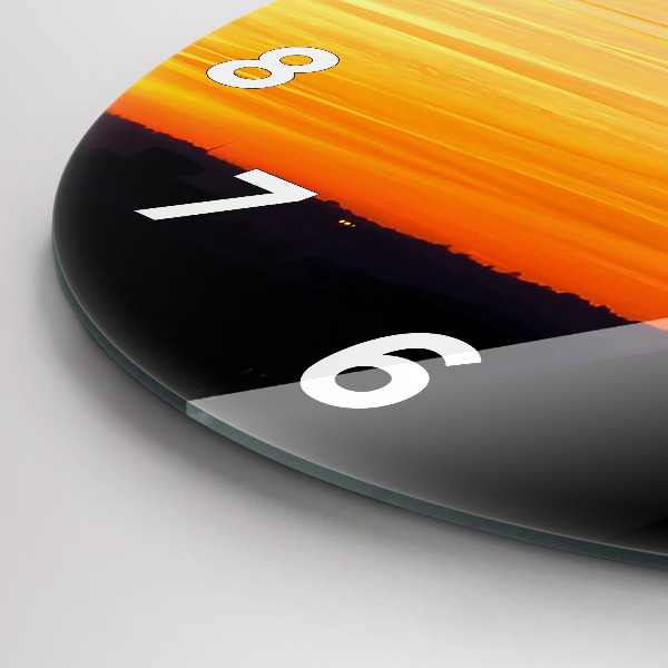 Pendule murale ronde Bâtiment et coucher de soleil