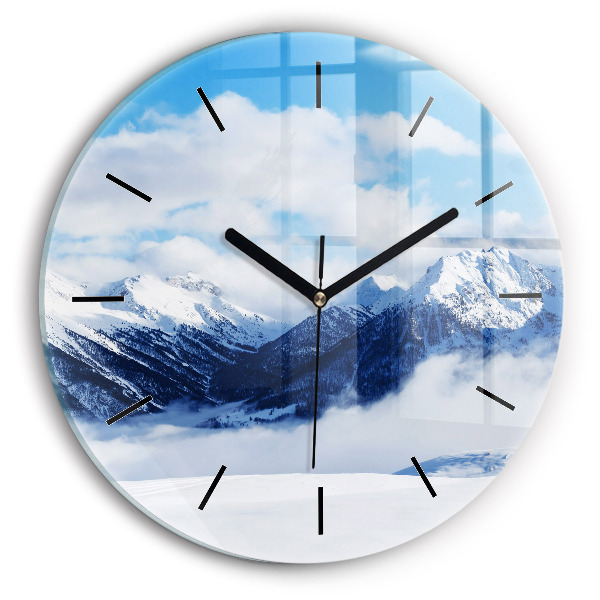 Horloge ronde panorama de montagne