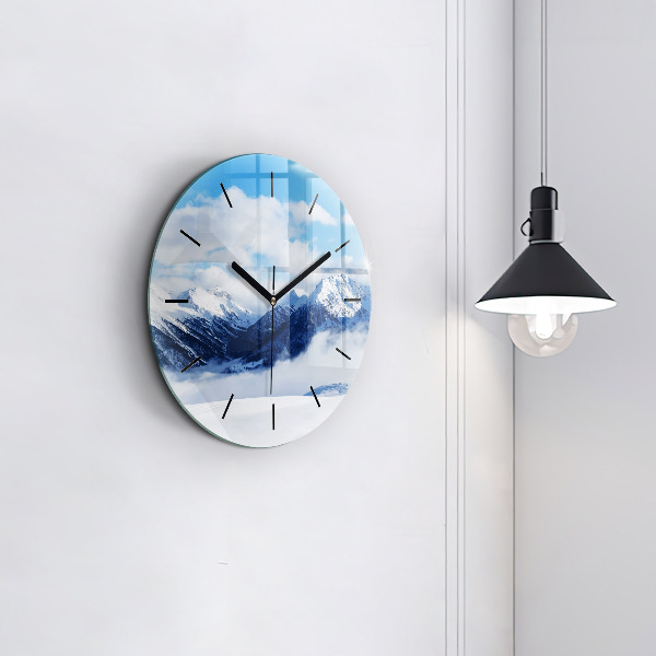 Horloge ronde panorama de montagne
