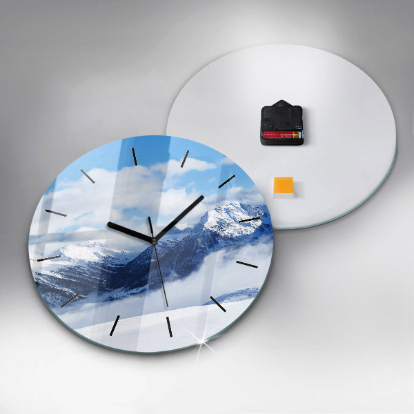 Horloge ronde panorama de montagne