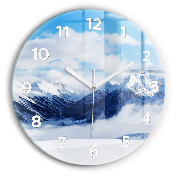 Horloge ronde panorama de montagne