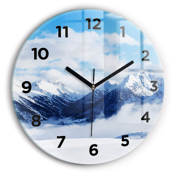 Horloge ronde panorama de montagne