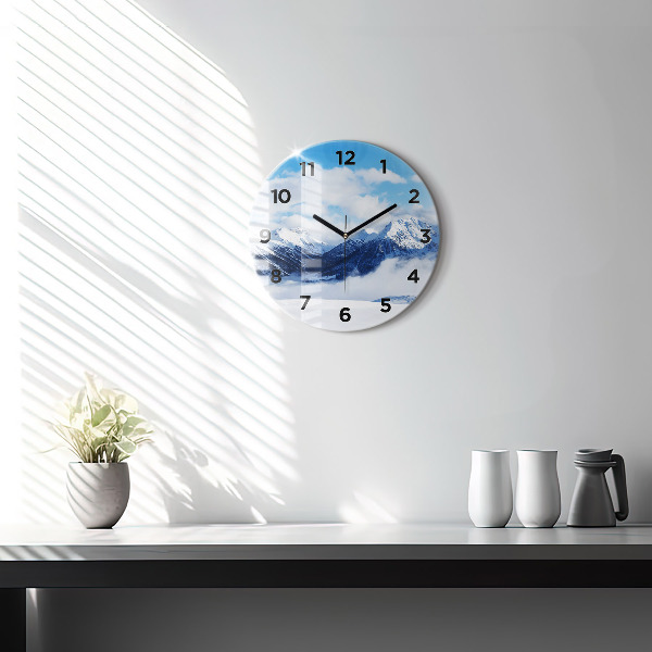 Horloge ronde panorama de montagne