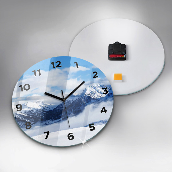Horloge ronde panorama de montagne