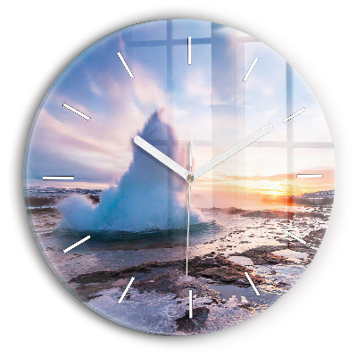 Horloge ronde 'Geyser sur l''île d''Islande'