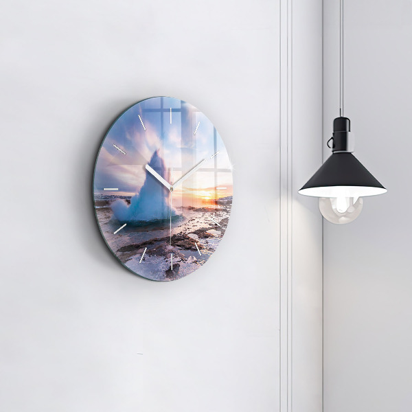 Horloge ronde 'Geyser sur l''île d''Islande'