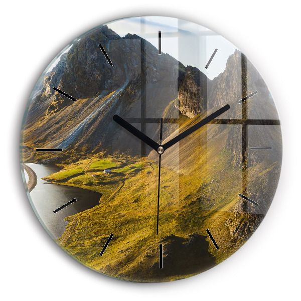 Pendule murale ronde Route en Islande