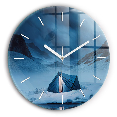 Horloge ronde 'Tente dans les montagnes d''Islande'