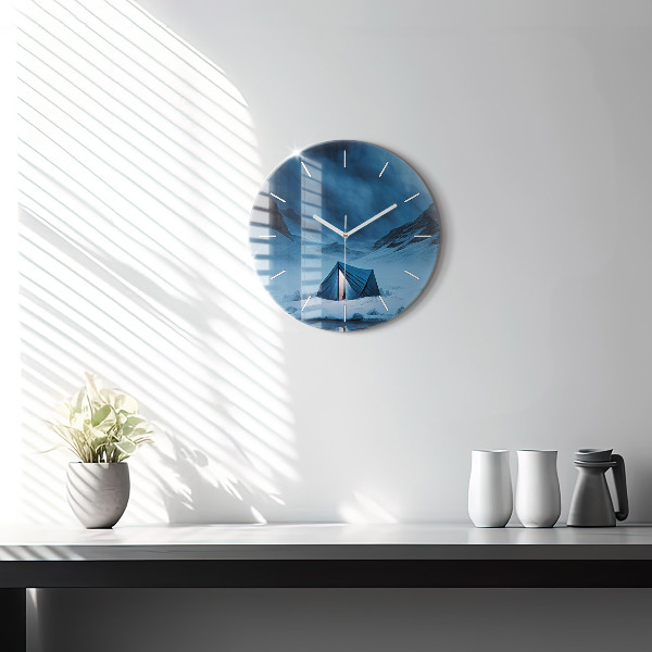 Horloge ronde 'Tente dans les montagnes d''Islande'
