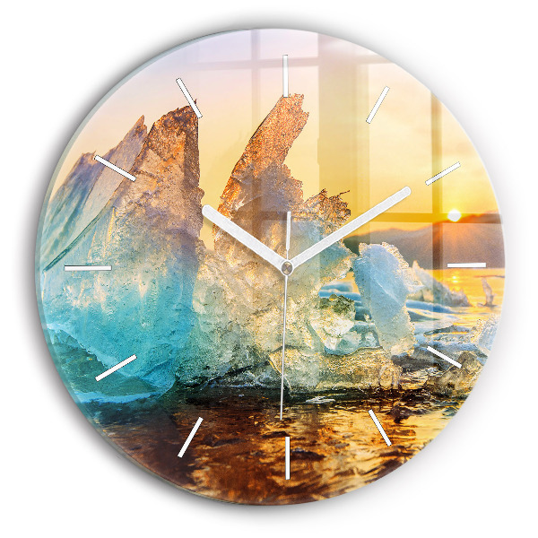 Horloge ronde Iceberg et lever de soleil