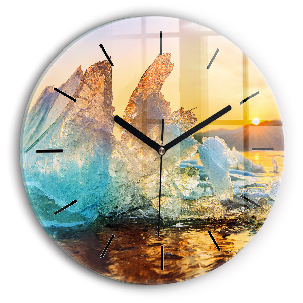 Horloge ronde Iceberg et lever de soleil