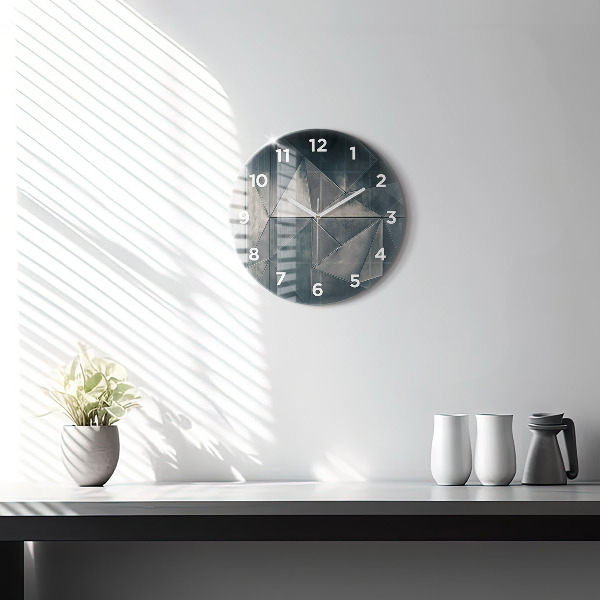 Horloge ronde Triangles abstraits en métal