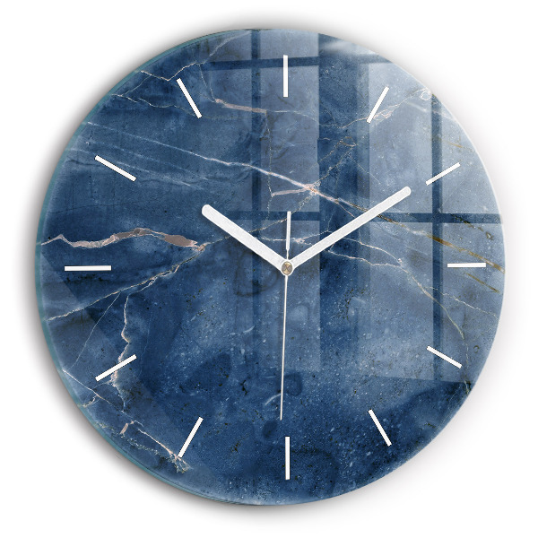 Pendule murale ronde Texture de marbre bleu