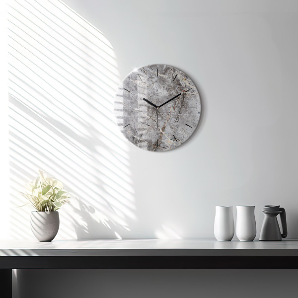 Pendule murale ronde Marbre granit gris