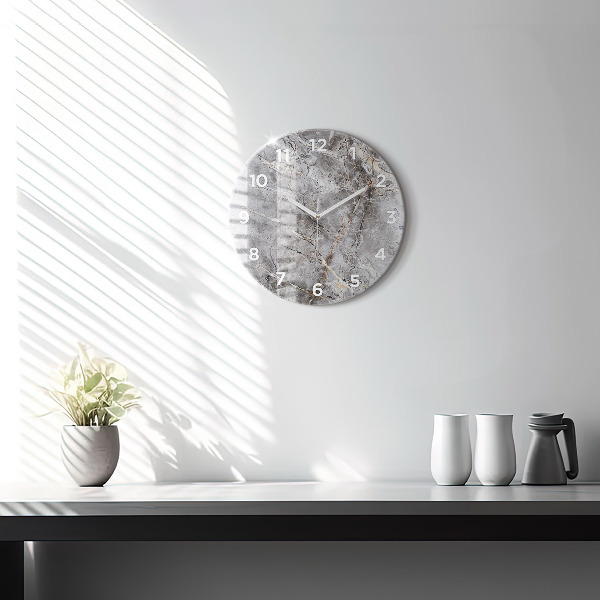Pendule murale ronde Marbre granit gris