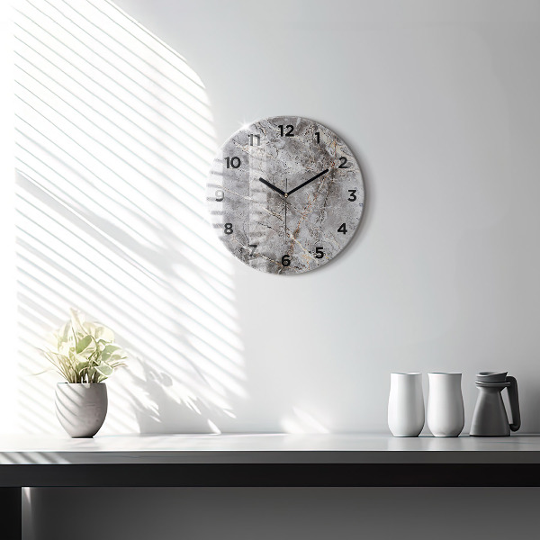 Pendule murale ronde Marbre granit gris