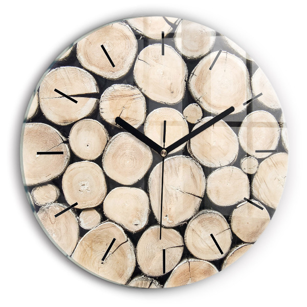 Horloge ronde 'Couper les souches d''arbres'