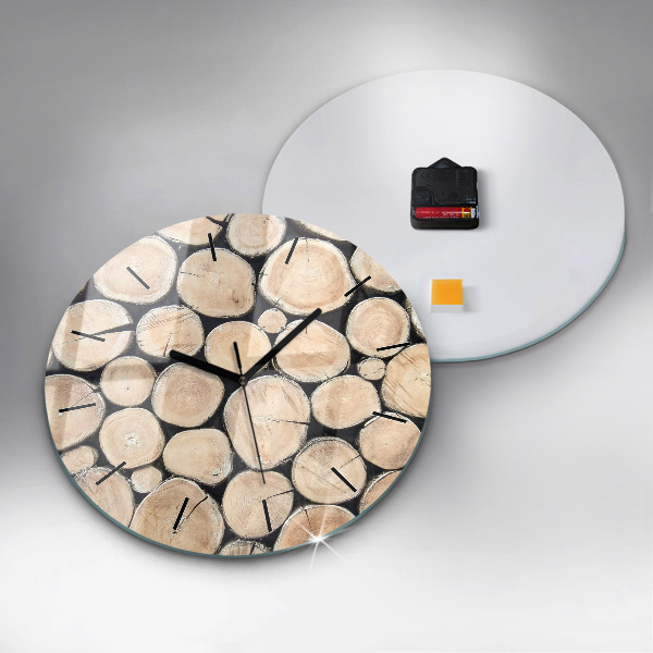 Horloge ronde 'Couper les souches d''arbres'