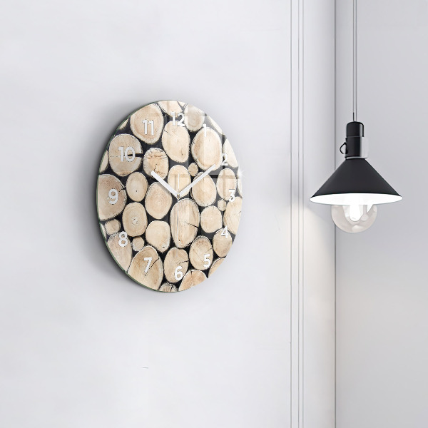 Horloge ronde 'Couper les souches d''arbres'