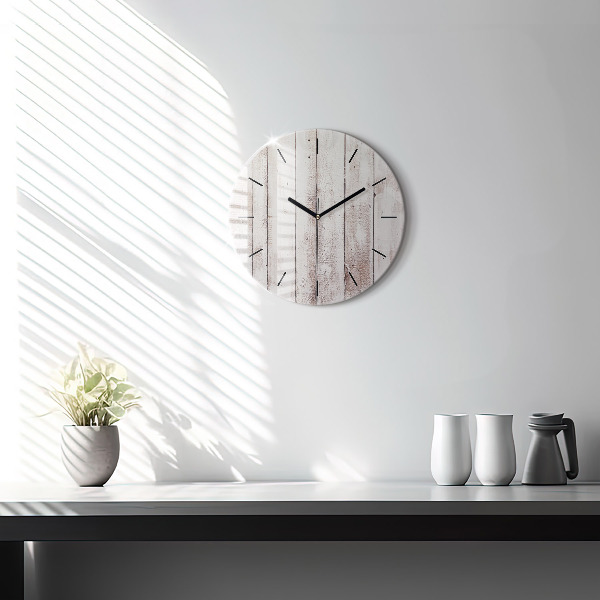 Horloge ronde Planches de bois clair