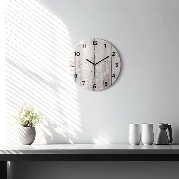 Horloge ronde Planches de bois clair