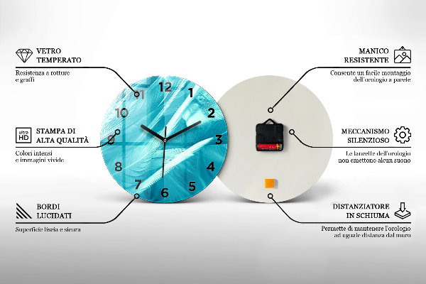 Horloge ronde feuilles tropicales