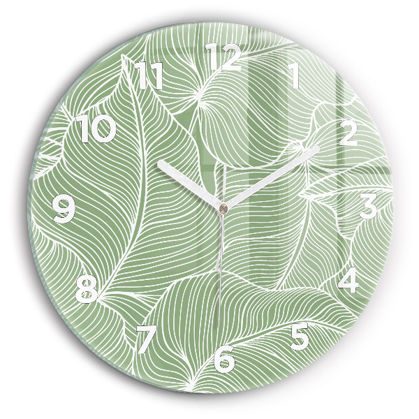 Horloge ronde Motif de feuilles naturelles