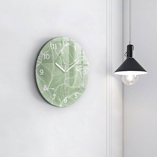 Horloge ronde Motif de feuilles naturelles