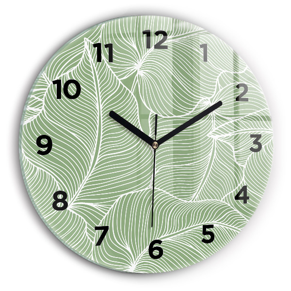 Horloge ronde Motif de feuilles naturelles