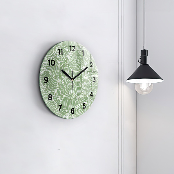 Horloge ronde Motif de feuilles naturelles