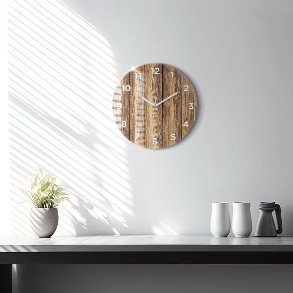 Horloge ronde planches de bois