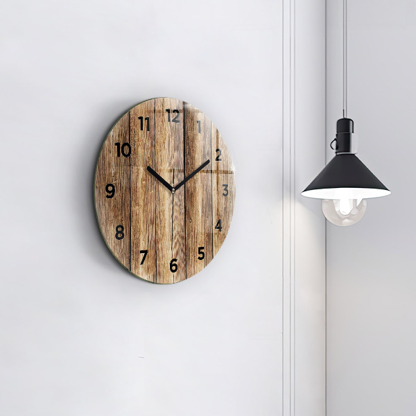 Horloge ronde planches de bois